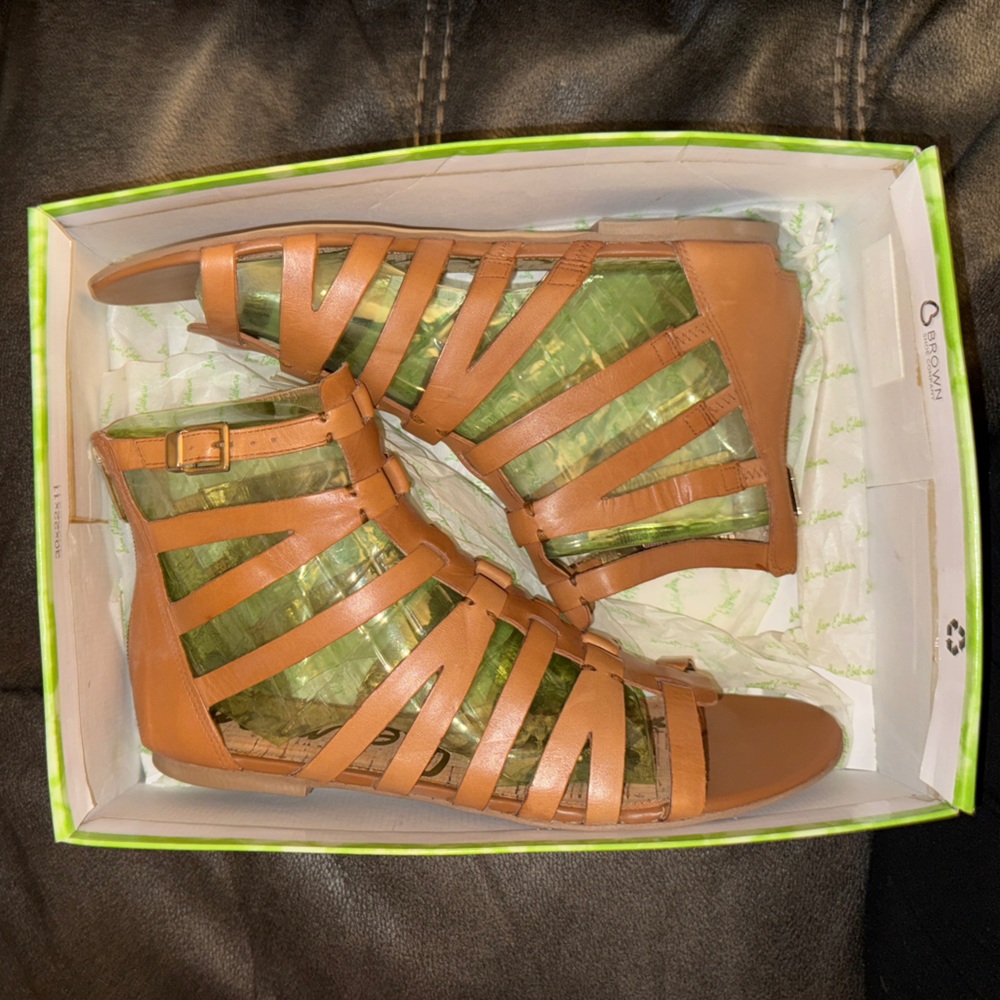 ✨ Sam Edelman Beck Gladiator Sandals 👡 Saddle Leather 🤎 Size 9.5 - Camel Flats - Picture 11 of 11